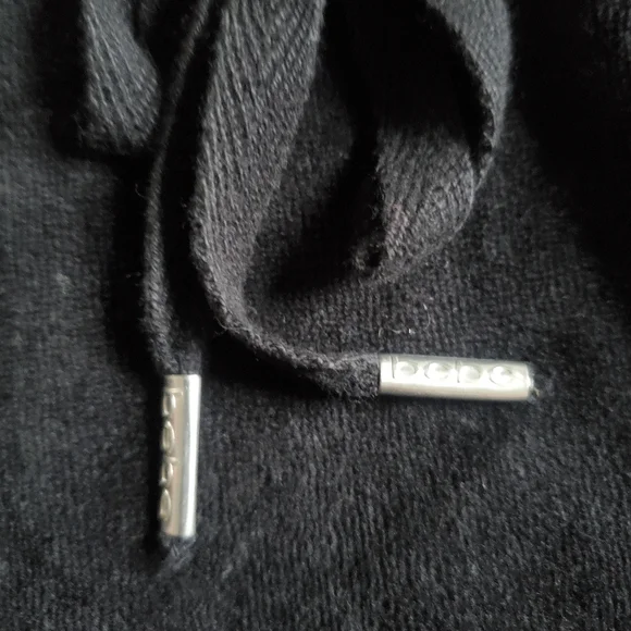 BEBE Black Velour With Rhinestone Y2K Hooded Dress Size M - Picture 6 of 12